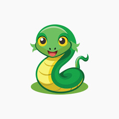 Obraz premium Cute funny snake vector cartoon Vector Hand Drawn Illustration Isolated On Transparent Background