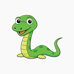 Fototapeta premium Cute snake animal illustration on isolated white background, cool for stickers, logos, t-shirts