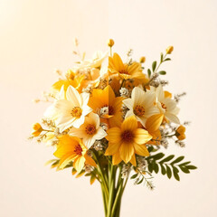 A beautiful bouquet of gold and silver flowers, perfect for New Year&rsquo;s decoration, set against a clean white background.