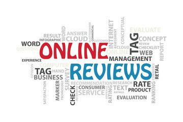 Online Review cloud template. Business concept vector background difference keyword colorful design.