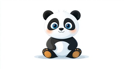 Fototapeta premium Cute cartoon panda illustration digital art playful environment whimsical style adorable character design