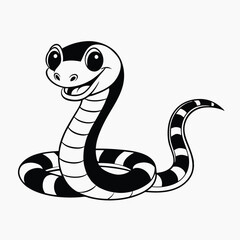 Fototapeta premium Black silhouette Cute green snake cartoon on white background