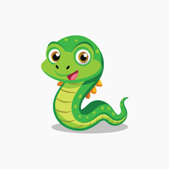 Fototapeta premium It is cute green snake cartoon white background