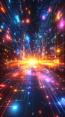 Obraz premium Abstract vector background of interwoven geometric lines and nodes. Symbolizes chaos and order in technology, digital communication, and interconnected networks. Dynamic, futuristic, and complex