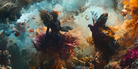 Underwater Fantasy with Artistic Figures and Colors