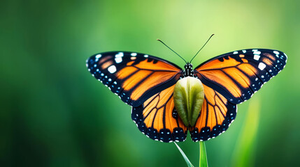 Naklejka premium Butterfly emerging from a chrysalis, representing transformation and new beginnings