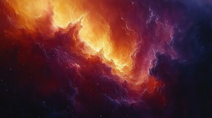 Obraz premium A fire rages through a galaxy in the sky, a fantasy illustration of a cosmic inferno for wallpaper or background design, showcasing the power of interstellar collisions.