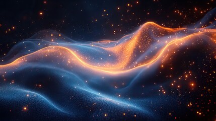 Obraz premium A futuristic blue sound wave with a dynamic shape and curve represents cyber security and modern fiber connection with an abstract design and motion coding.