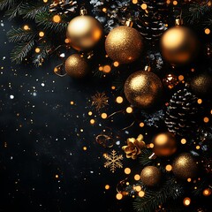 Golden festive ornaments black sparkle high resolution hd background