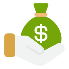 Hand Holding a Money Bag Icon