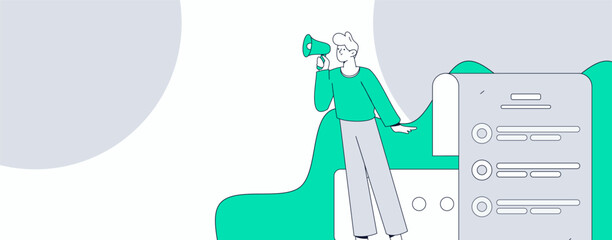 Notification announcement vector creative flat hand drawn illustration
