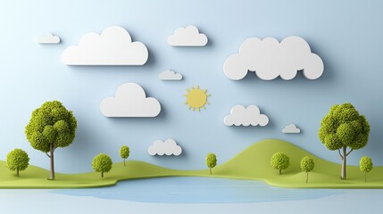 Fototapeta premium Illustration of ecosystem benefits from rainwater harvesting in nature