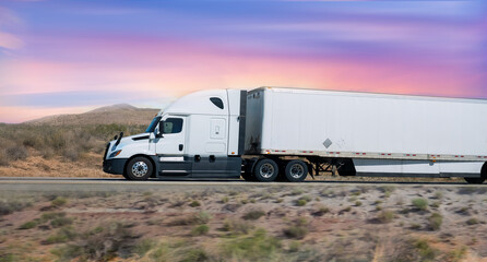 Semi Truck on Highway, Trucking in USA,	