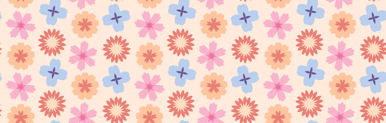 Abstract flowers pattern. Botanical background. Spring flora ornament.