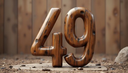 Rustic Wooden Number 49: A Craftsman's Creation