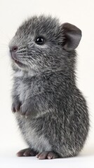 Obraz premium A cute, gray chinchilla standing upright against a plain background.
