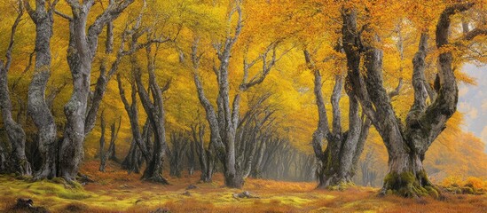 Wilderness National Park Captivating Ancient Beech Forest in Autumn Foliage with Vibrant Colors and Majestic Trees