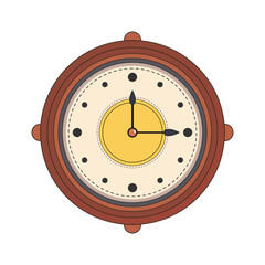 A vintage clock with a face on a white background vector illustration