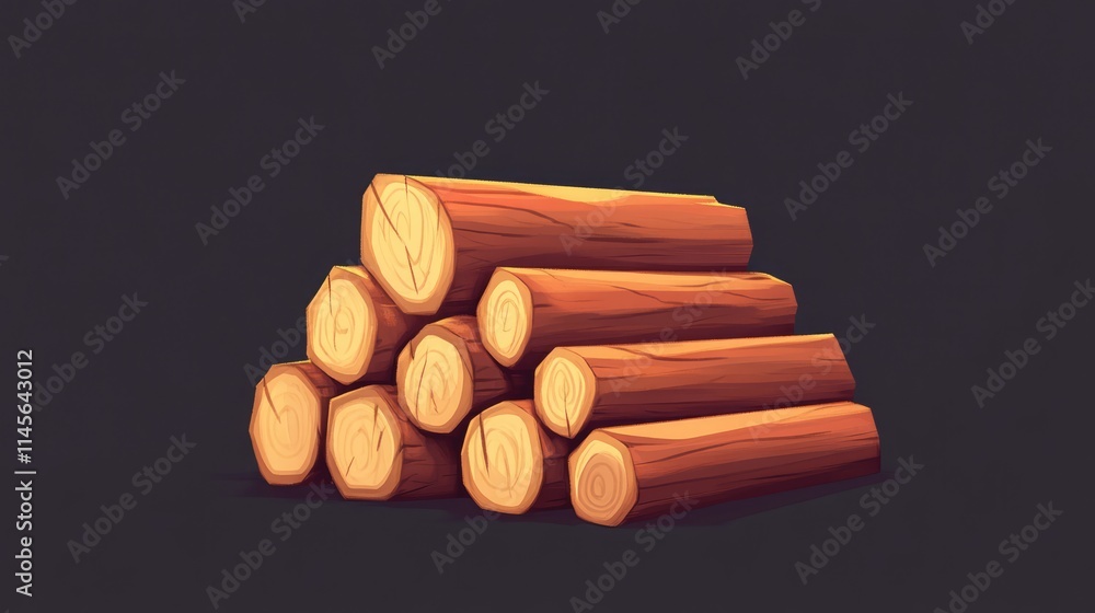 Poster wooden logs piled neatly in a stack showcasing natural textures and patterns ideal for forestry or c