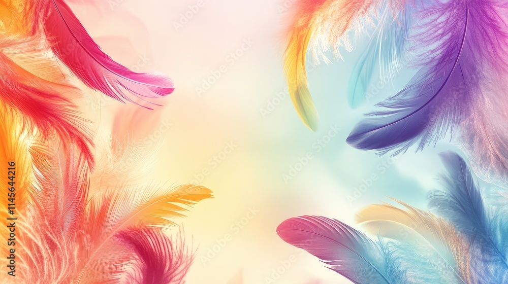 Aufkleber colorful feather background with soft gradients creating a vibrant and artistic atmosphere perfect f