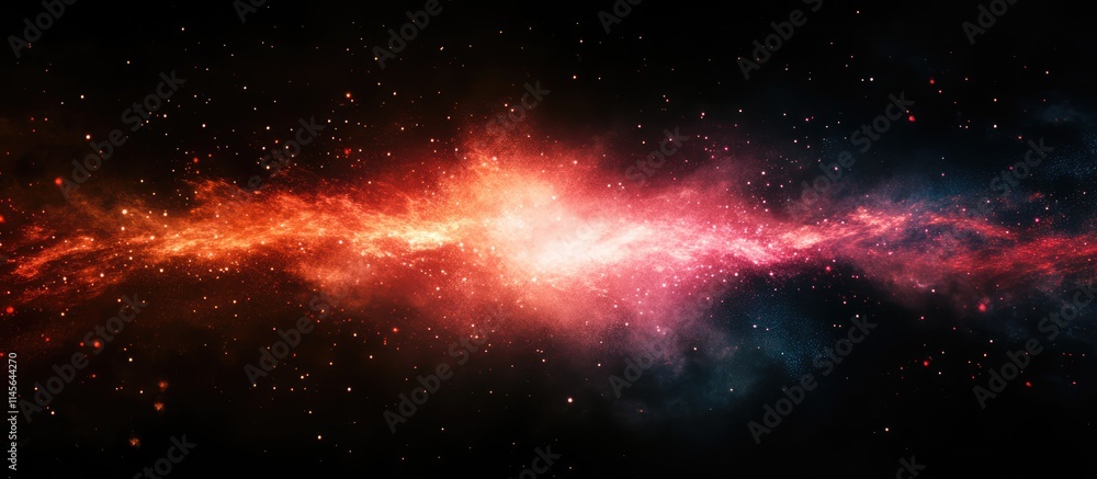 Poster vibrant abstract cosmic explosion with colorful nebula and ample space for text or branding integrat