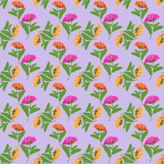 Marigold, calendula. Decorative art-deco design element, floral ornament. Seamless pattern for shawl, hijab, neck scarf. Kerchief design or tablecloth print, scarf, towel. For textile, cotton fabric.