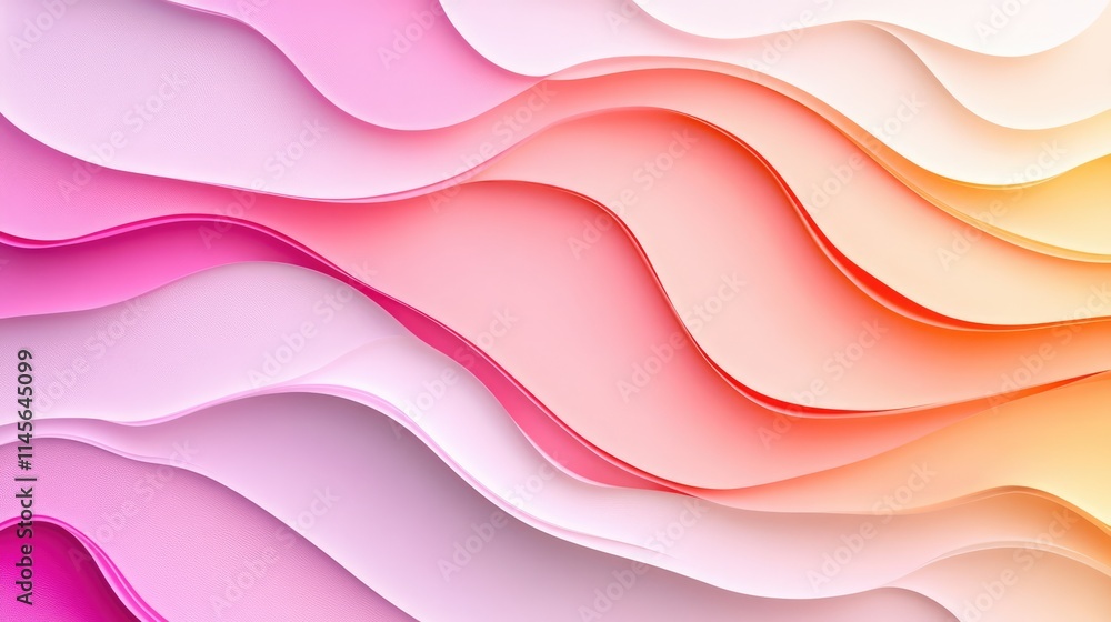 Poster colorful pastel paper waves creating a soft textured background with light and shadows for design an