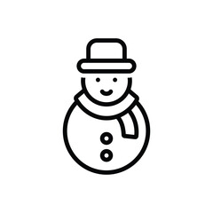Black line icon for snowman