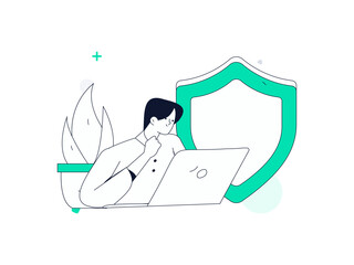 Business network security character flat vector concept operation hand drawn illustration
