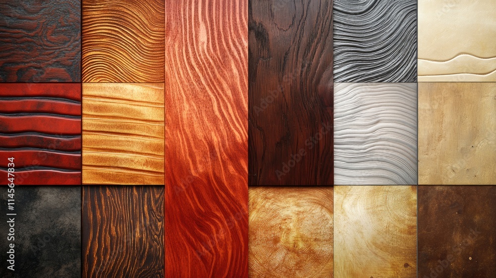 Poster wooden texture patterns collection featuring various finishes and grain styles ideal for backgrounds