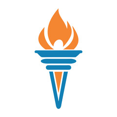 Minimalist flat color Torch Icon Vector Design.