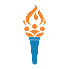 Minimalist flat color Torch Icon Vector Design.