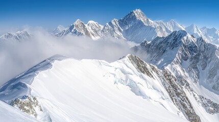 Naklejka premium Mountains majestically towering over snowy peaks himalayas nature photography scenic view