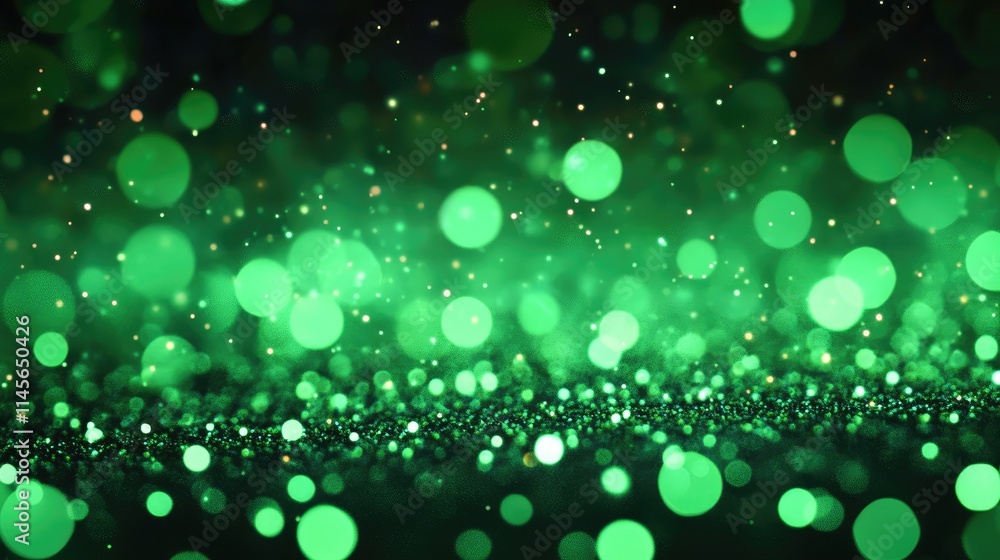 Poster vibrant green bokeh background with soft blurred circles creating a dreamy nature-inspired atmospher