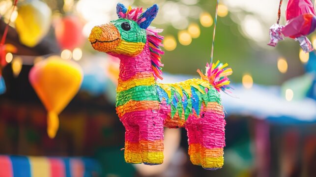 Colorful pinata decoration symbolizing joy and festivity in celebrations and traditional events filled with fun and excitement for all ages