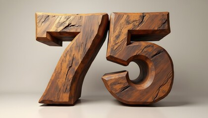 Rustic Wooden Number 75: A Celebration of Craftsmanship and Time