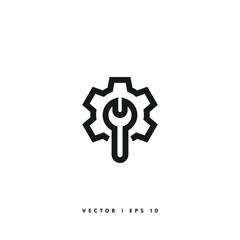 Wrench Gear Icon. Editable Stroke