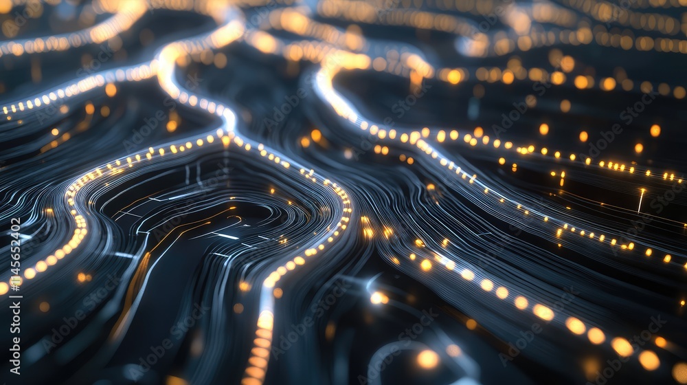 Poster a futuristic microchip processor concept with glowing neural pathways, representing ai and high-spee