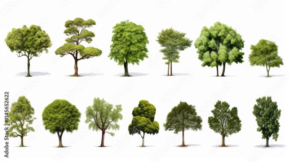 Poster collection of isolated trees suitable for architectural design and natural decor versatile for both 