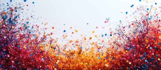 Colorful confetti explosion with vibrant shapes on a white background festive decoration concept for celebrations and special occasions