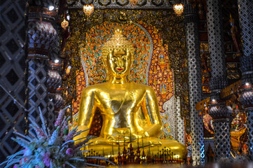 Golden Buddha, Buddhist symbols at Watsridonmoon, symbols of Buddhism, Southeast Asia at Chiangmai Northern Thailand