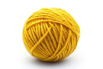 A ball of bright yellow yarn isolated on a white background.
