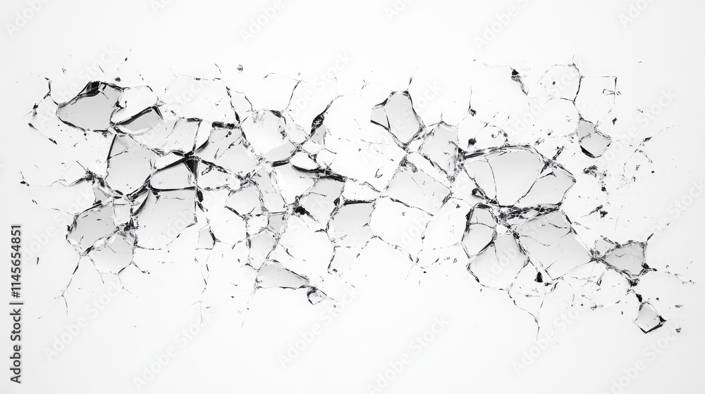 Poster cracked glass background design with broken pieces creating an artistic abstract pattern on a light 