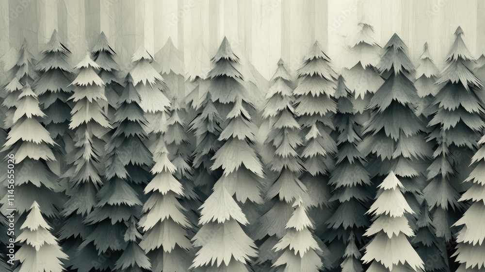 Poster abstract monochrome pine tree forest backdrop for creative projects and design applications. ideal f