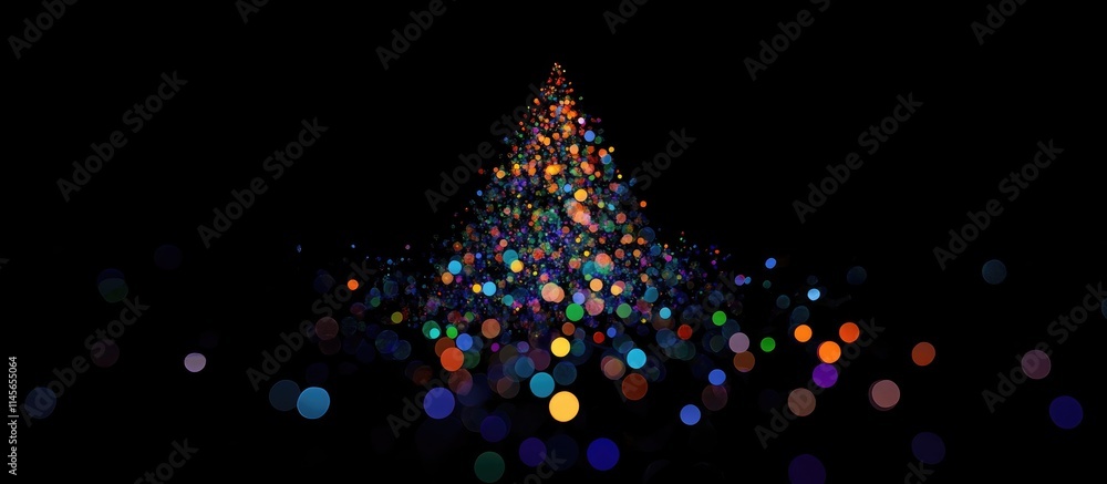 Aufkleber illuminated christmas tree with vibrant bokeh lights creating a festive atmosphere on a dark backgro