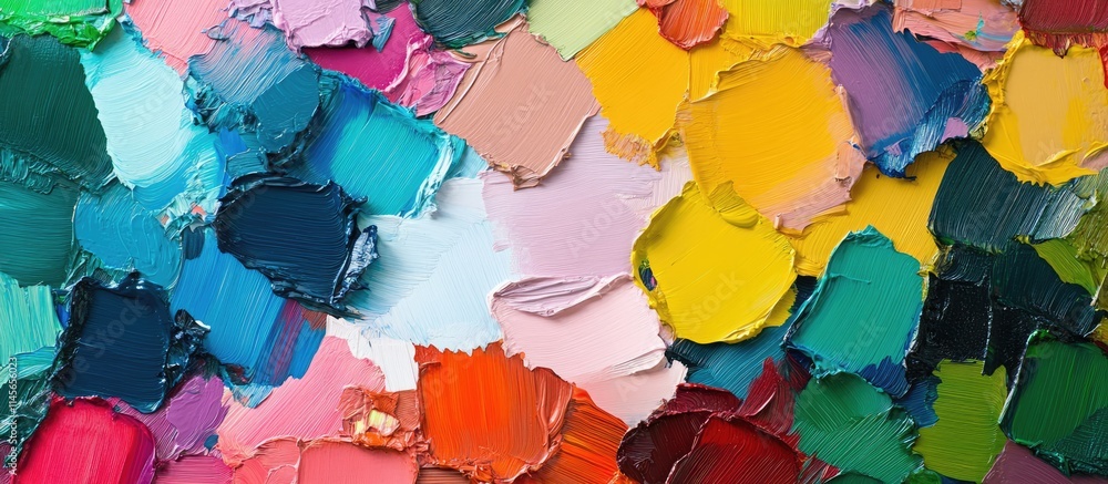 Poster vibrant array of textured paint swatches showcasing diverse color options for creative design and ar