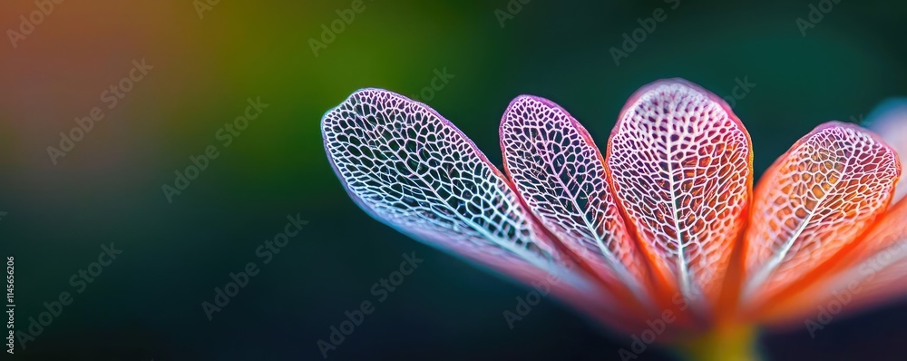 Poster macro natural idea. close-up of a delicate flower petal displaying intricate patterns and vibrant co
