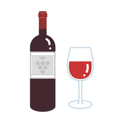 ワインのボトルとグラスのイラスト