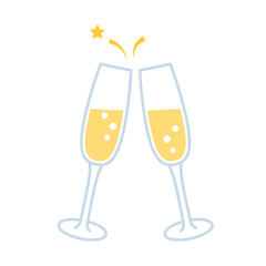 シャンパンで乾杯するイラスト