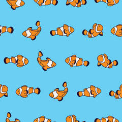 Collection of Clownfish Vector Seamless Pattern illustration Design